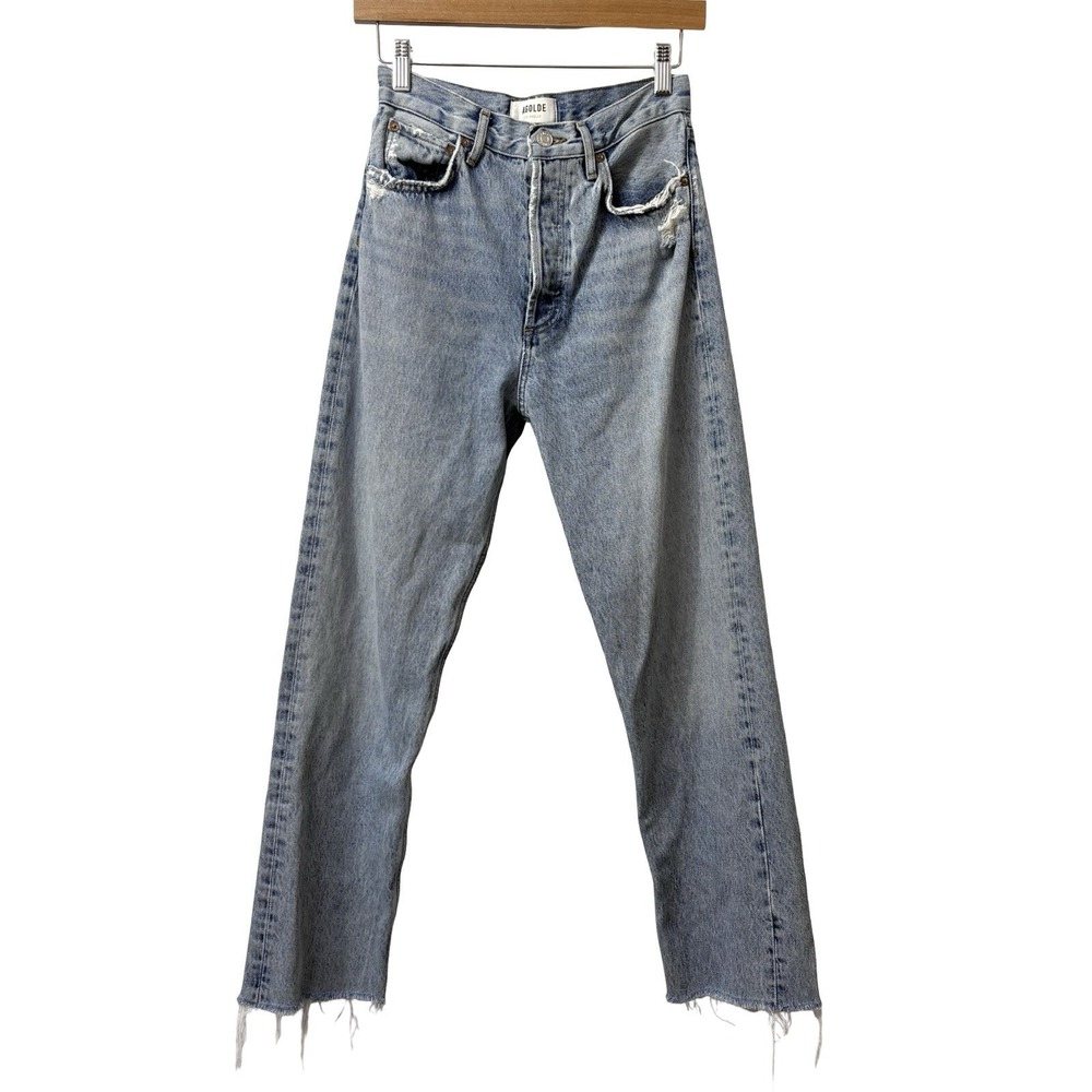 Agolde 90's Pinch Light Distressed Light Blue Denim Jeans Size 25 Buttonfly